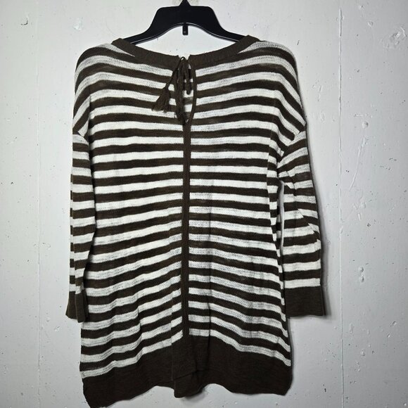 Talbots Womens Striped Sweater LP Petite Large Knit Neutral Top Light Casual - Picture 2 of 8